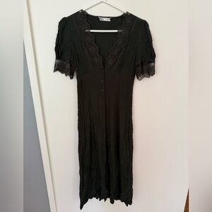 Zara Vintage Style Green Long Dress